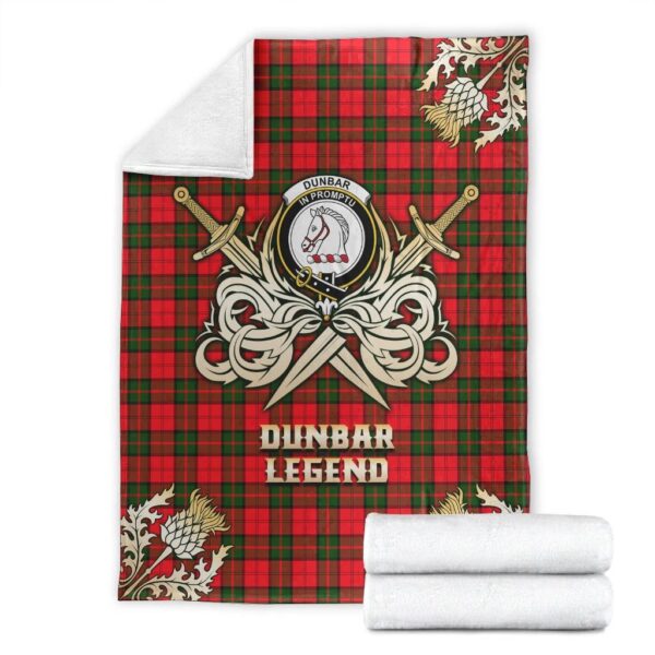 Dunbar Modern Clan Blanket, Scottish Tartan Dunbar Modern Clans Premium Blanket Gold Crest Style