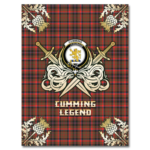 Cumming Hunting Weathered Clan Blanket, Scottish Tartan Cumming Hunting Weathered Clans Premium Blanket Gold Crest Style - Image 4