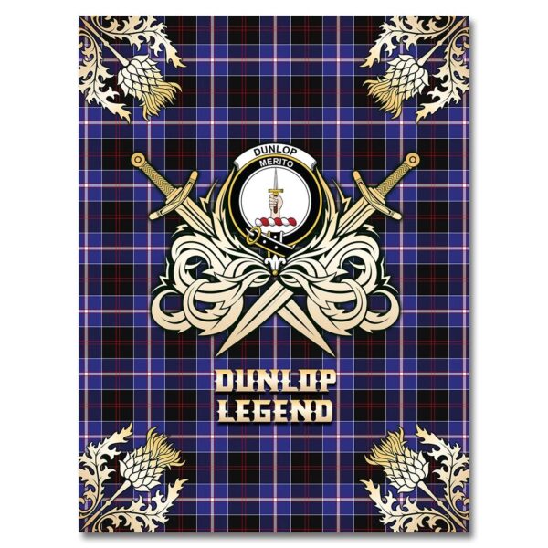 Dunlop Modern Clan Blanket, Scottish Tartan Dunlop Modern Clans Premium Blanket Gold Crest Style - Image 4