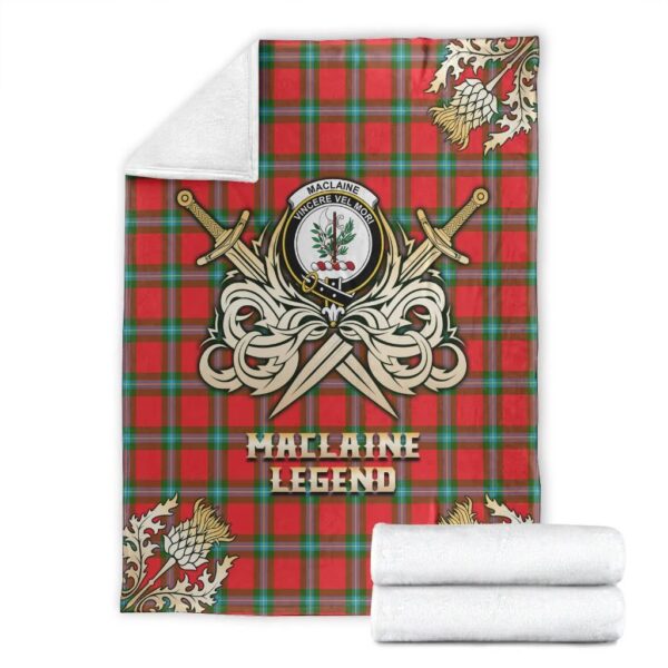 MacLaine of Loch Buie Clan Blanket, Scottish Tartan MacLaine of Loch Buie Clans Premium Blanket Gold Crest Style