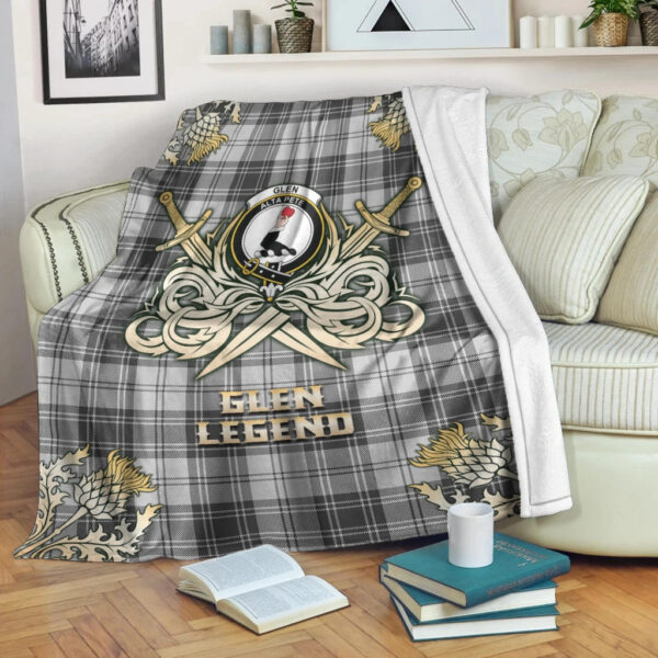 Glen Clan Blanket, Scottish Tartan Glen Clans Premium Blanket Gold Crest Style - Image 3