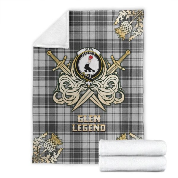 Glen Clan Blanket, Scottish Tartan Glen Clans Premium Blanket Gold Crest Style