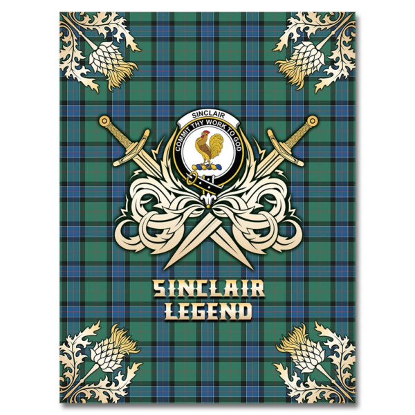 Sinclair Hunting Ancient Clan Blanket, Scottish Tartan Sinclair Hunting Ancient Clans Premium Blanket Gold Crest Style - Image 4