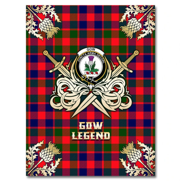 Gow of Skeoch Clan Blanket, Scottish Tartan Gow of Skeoch Clans Premium Blanket Gold Crest Style - Image 4