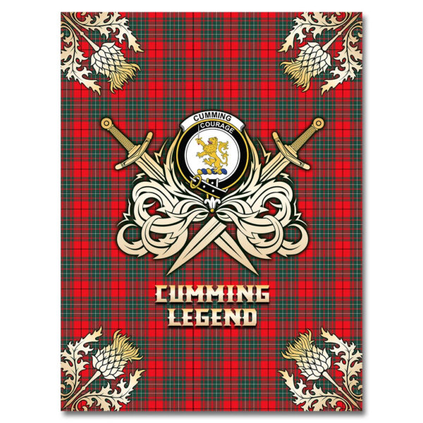 Cumming Modern Clan Blanket, Scottish Tartan Cumming Modern Clans Premium Blanket Gold Crest Style - Image 4