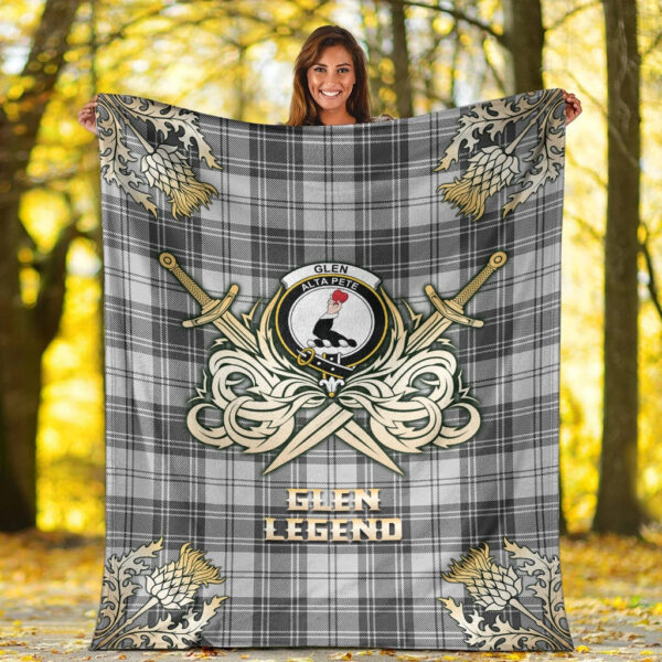 Glen Clan Blanket, Scottish Tartan Glen Clans Premium Blanket Gold Crest Style - Image 2