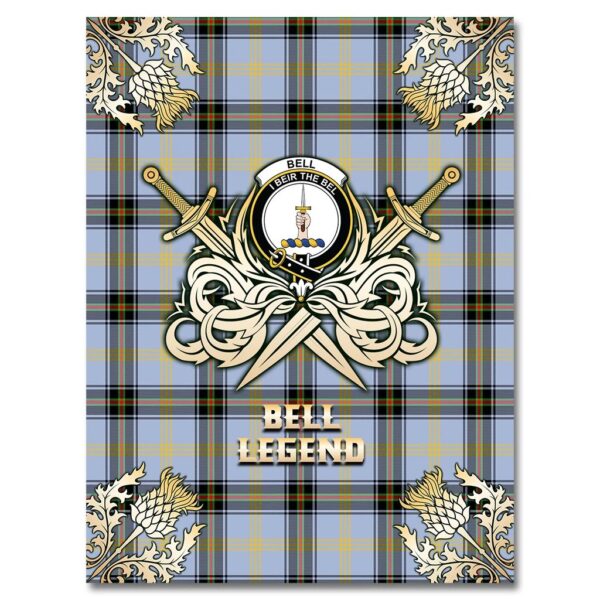 Bell of the Borders Clan Blanket, Scottish Tartan Bell of the Borders Clans Premium Blanket Gold Crest Style - Image 4