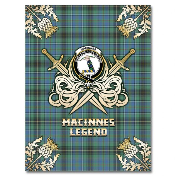 MacInnes Ancient Clan Blanket, Scottish Tartan MacInnes Ancient Clans Premium Blanket Gold Crest Style - Image 4