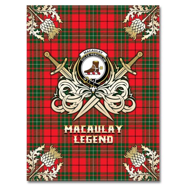 MacAulay Modern Clan Blanket, Scottish Tartan MacAulay Modern Clans Premium Blanket Gold Crest Style - Image 4