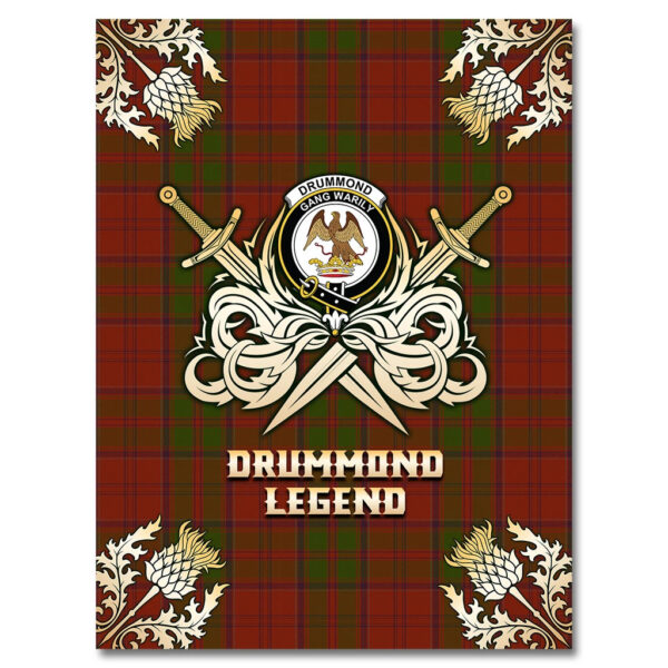 Drummond Clan Clan Blanket, Scottish Tartan Drummond Clan Clans Premium Blanket Gold Crest Style - Image 4