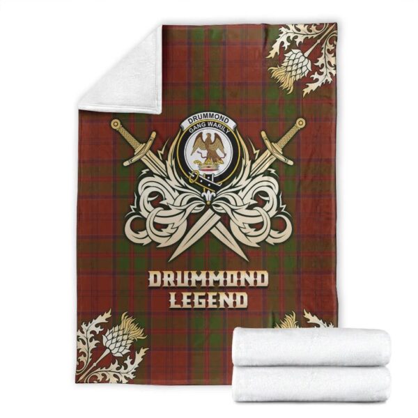 Drummond Clan Clan Blanket, Scottish Tartan Drummond Clan Clans Premium Blanket Gold Crest Style