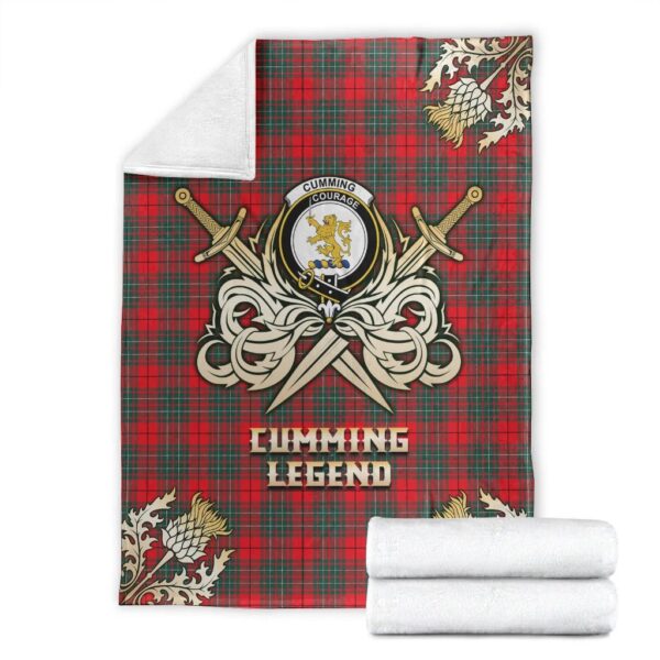 Cumming Modern Clan Blanket, Scottish Tartan Cumming Modern Clans Premium Blanket Gold Crest Style