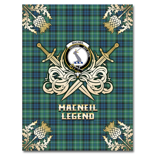 MacNeil of Colonsay Ancient Clan Blanket, Scottish Tartan MacNeil of Colonsay Ancient Clans Premium Blanket Gold Crest Style - Image 4