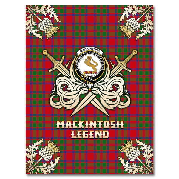 MacKintosh Modern Clan Blanket, Scottish Tartan MacKintosh Modern Clans Premium Blanket Gold Crest Style - Image 4