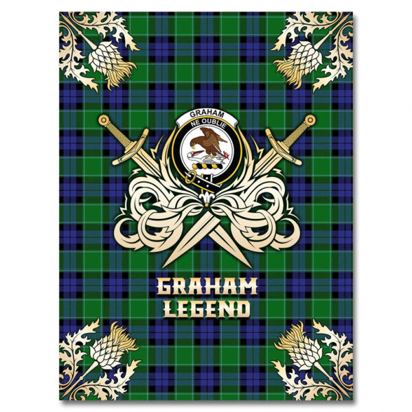 Graham of Menteith Modern Clan Blanket, Scottish Tartan Graham of Menteith Modern Clans Premium Blanket Gold Crest Style - Image 4