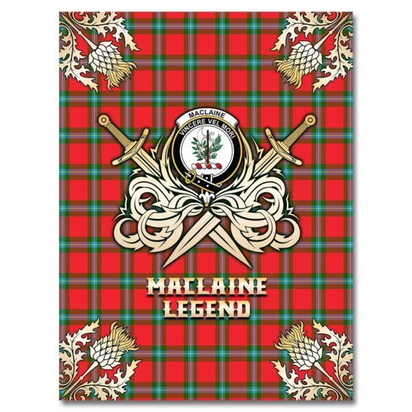 MacLaine of Loch Buie Clan Blanket, Scottish Tartan MacLaine of Loch Buie Clans Premium Blanket Gold Crest Style - Image 4