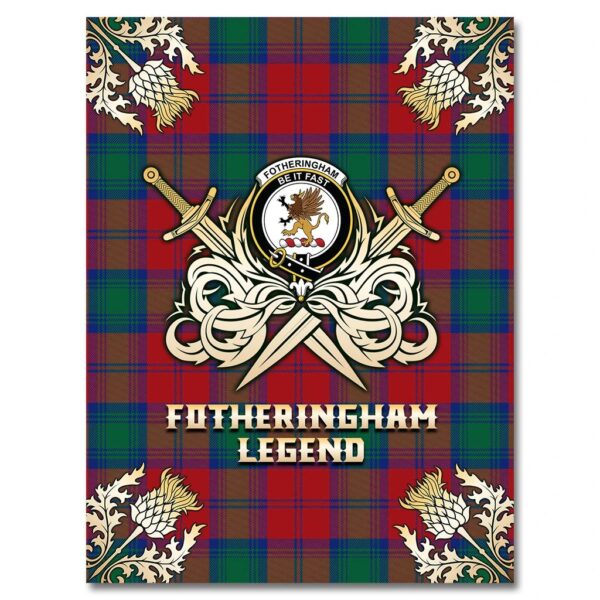 Fotheringham Modern Clan Blanket, Scottish Tartan Fotheringham Modern Clans Premium Blanket Gold Crest Style - Image 4