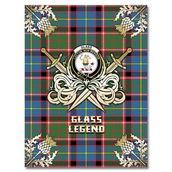 Glass Clan Blanket, Scottish Tartan Glass Clans Premium Blanket Gold Crest Style - Image 4