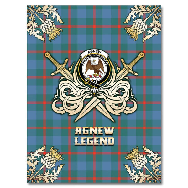 Agnew Ancient Clan Blanket, Scottish Tartan Agnew Ancient Clans Premium Blanket Gold Crest Style - Image 4