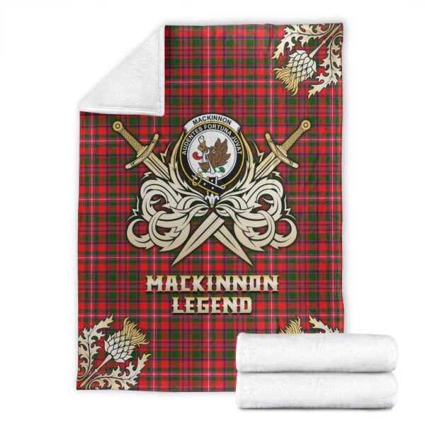 MacKinnon Modern Clan Blanket, Scottish Tartan MacKinnon Modern Clans Premium Blanket Gold Crest Style