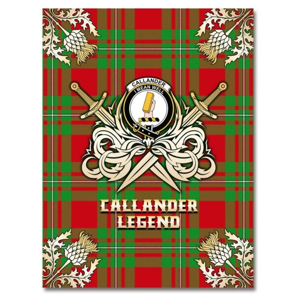 Callander Modern Clan Blanket, Scottish Tartan Callander Modern Clans Premium Blanket Gold Crest Style - Image 4