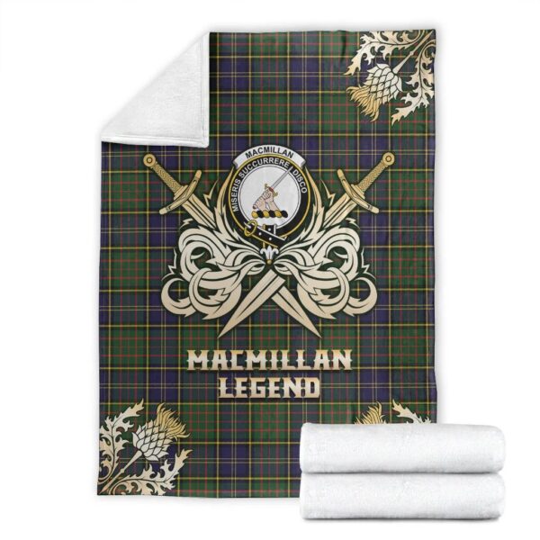 MacMillan Hunting Modern Clan Blanket, Scottish Tartan MacMillan Hunting Modern Clans Premium Blanket Gold Crest Style