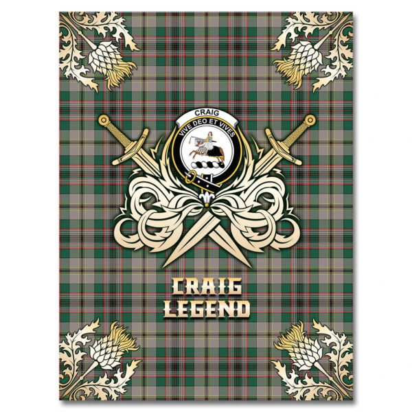 Craig Ancient Clan Blanket, Scottish Tartan Craig Ancient Clans Premium Blanket Gold Crest Style - Image 4