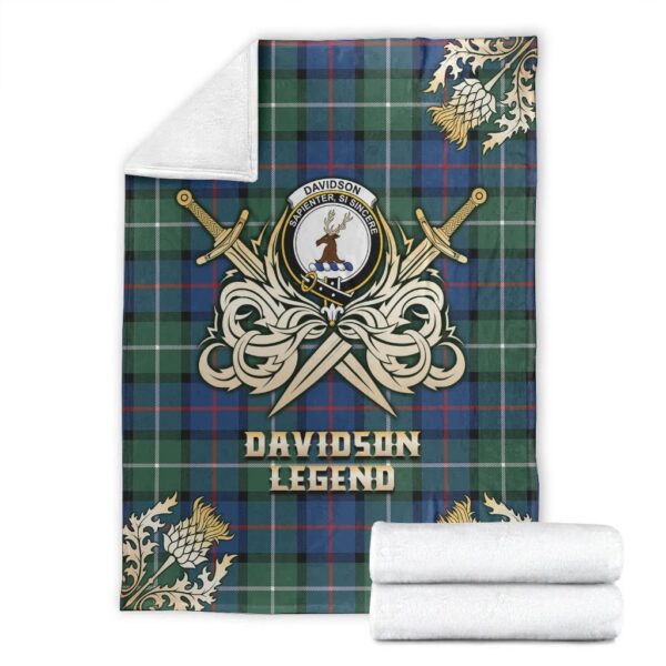 Davidson of Tulloch  Clan Blanket, Scottish Tartan Davidson of Tulloch  Clans Premium Blanket Gold Crest Style