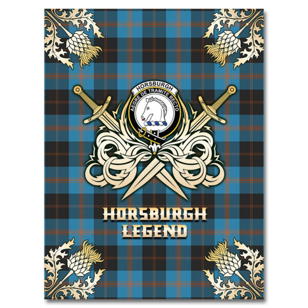 Horsburgh Clan Blanket, Scottish Tartan Horsburgh Clans Premium Blanket Gold Crest Style - Image 4