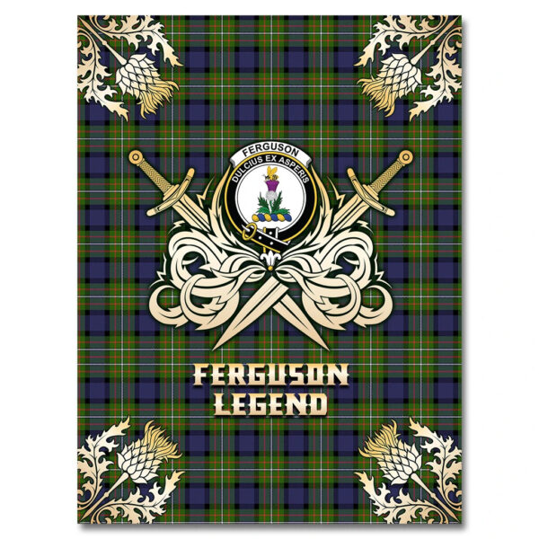 Ferguson Modern Clan Blanket, Scottish Tartan Ferguson Modern Clans Premium Blanket Gold Crest Style - Image 4