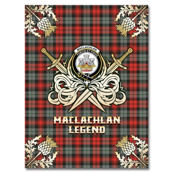 MacLachlan Weathered Clan Blanket, Scottish Tartan MacLachlan Weathered Clans Premium Blanket Gold Crest Style - Image 4