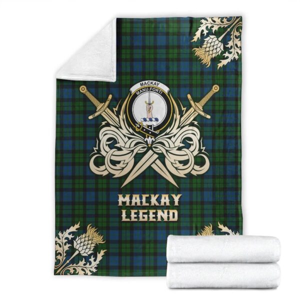 MacKay Modern Clan Blanket, Scottish Tartan MacKay Modern Clans Premium Blanket Gold Crest Style