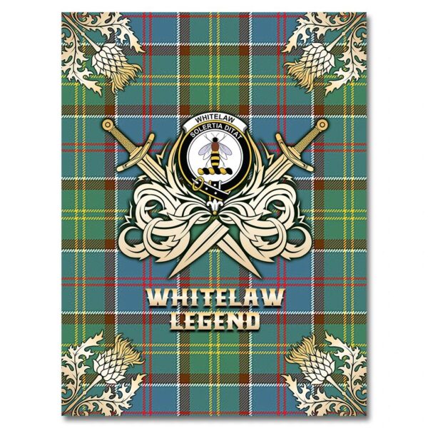 Whitelaw Clan Blanket, Scottish Tartan Whitelaw Clans Premium Blanket Gold Crest Style - Image 4