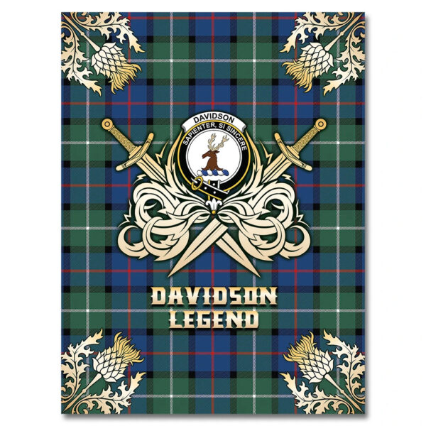 Davidson of Tulloch  Clan Blanket, Scottish Tartan Davidson of Tulloch  Clans Premium Blanket Gold Crest Style - Image 4