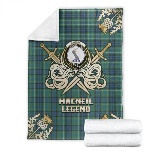 MacNeil of Colonsay Ancient Clan Blanket, Scottish Tartan MacNeil of Colonsay Ancient Clans Premium Blanket Gold Crest Style