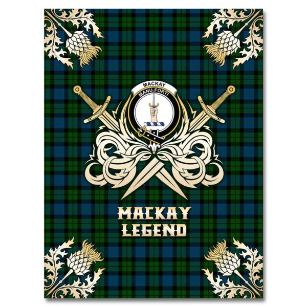 MacKay Modern Clan Blanket, Scottish Tartan MacKay Modern Clans Premium Blanket Gold Crest Style - Image 4