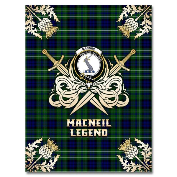 MacNeil of Colonsay Modern Clan Blanket, Scottish Tartan MacNeil of Colonsay Modern Clans Premium Blanket Gold Crest Style - Image 4