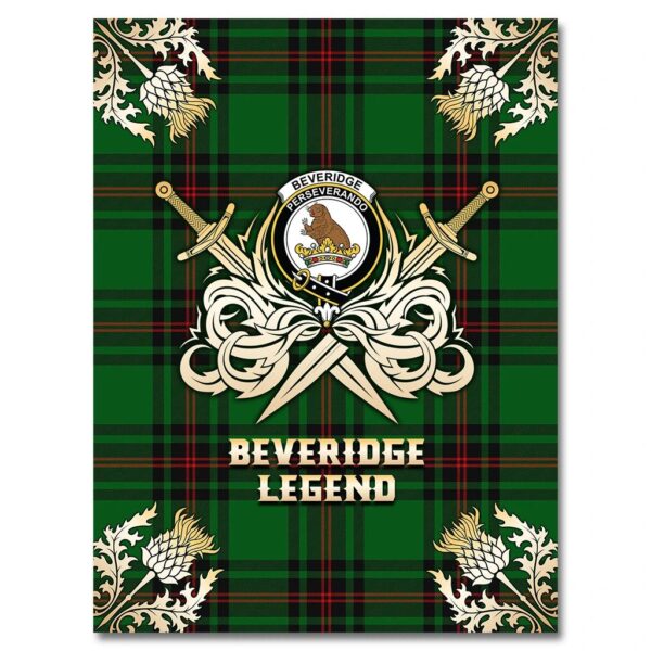 Beveridge Clan Blanket, Scottish Tartan Beveridge Clans Premium Blanket Gold Crest Style - Image 4