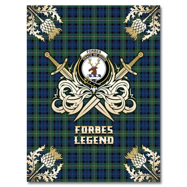 Forbes Ancient Clan Blanket, Scottish Tartan Forbes Ancient Clans Premium Blanket Gold Crest Style - Image 4