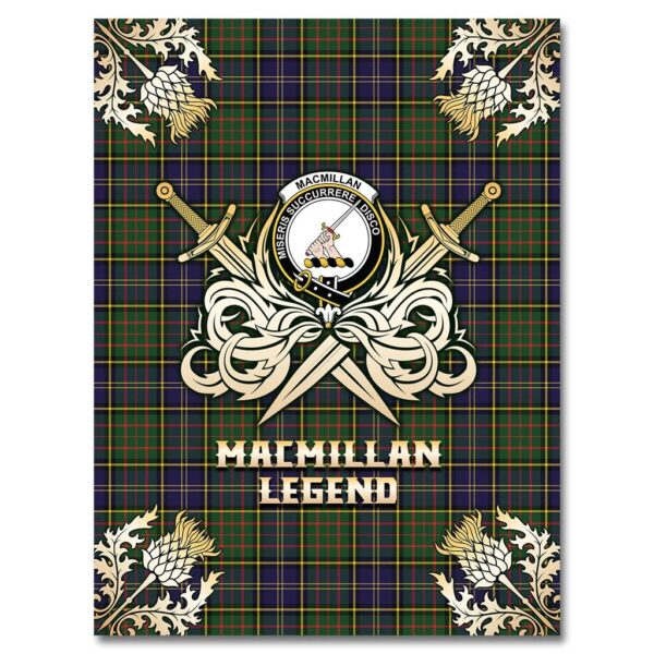 MacMillan Hunting Modern Clan Blanket, Scottish Tartan MacMillan Hunting Modern Clans Premium Blanket Gold Crest Style - Image 4