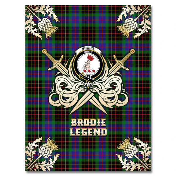 Brodie Hunting Modern Clan Blanket, Scottish Tartan Brodie Hunting Modern Clans Premium Blanket Gold Crest Style - Image 4