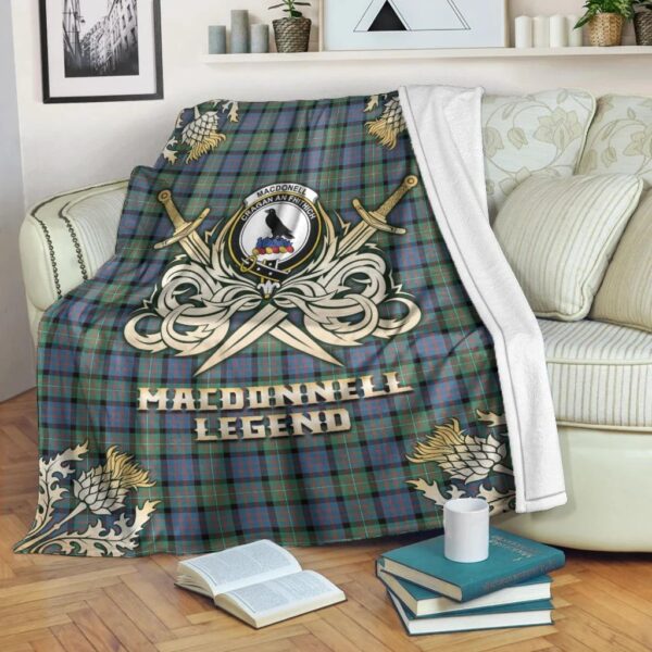 MacDonnell of Glengarry Ancient Clan Blanket, Scottish Tartan MacDonnell of Glengarry Ancient Clans Premium Blanket Gold Crest Style - Image 3