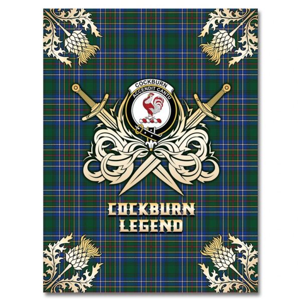 Cockburn Ancient Clan Blanket, Scottish Tartan Cockburn Ancient Clans Premium Blanket Gold Crest Style - Image 4