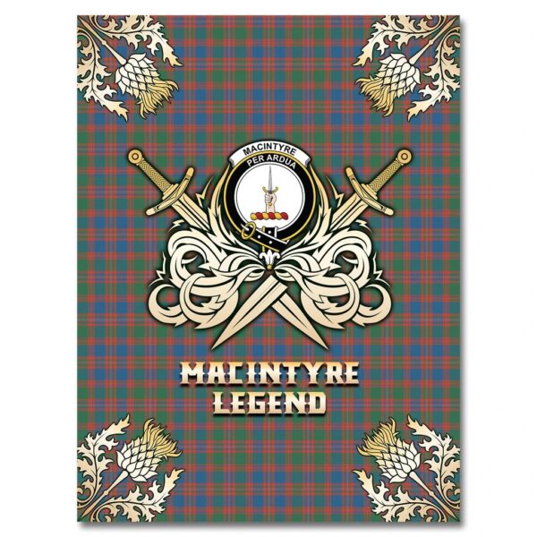 MacIntyre Ancient Clan Blanket, Scottish Tartan MacIntyre Ancient Clans Premium Blanket Gold Crest Style - Image 4