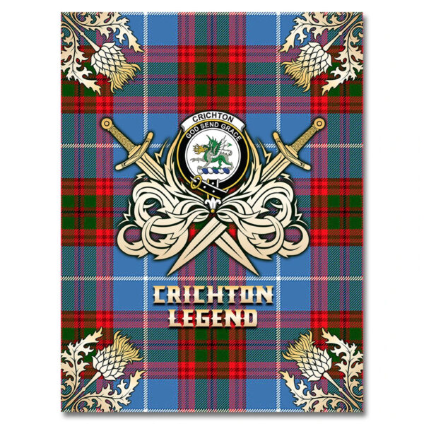 Crichton Clan Blanket, Scottish Tartan Crichton Clans Premium Blanket Gold Crest Style - Image 4