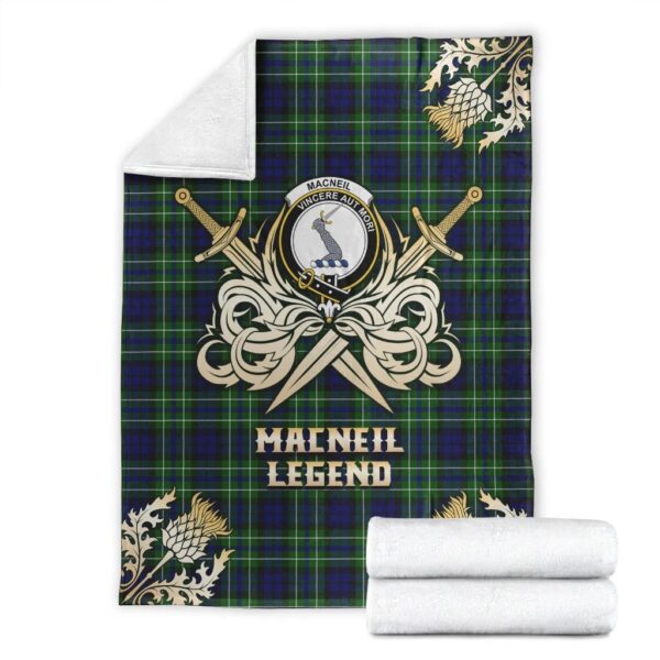 MacNeil of Colonsay Modern Clan Blanket, Scottish Tartan MacNeil of Colonsay Modern Clans Premium Blanket Gold Crest Style