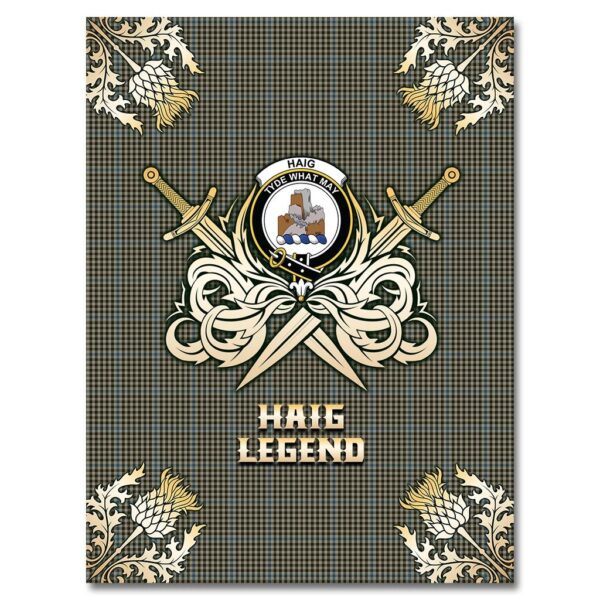 Haig Clan Blanket, Scottish Tartan Haig Clans Premium Blanket Gold Crest Style - Image 4