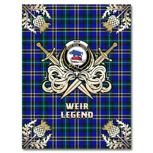 Weir Modern Clan Blanket, Scottish Tartan Weir Modern Clans Premium Blanket Gold Crest Style - Image 4