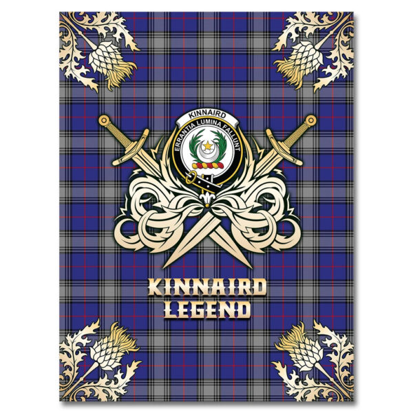 Kinnaird Clan Blanket, Scottish Tartan Kinnaird Clans Premium Blanket Gold Crest Style - Image 4