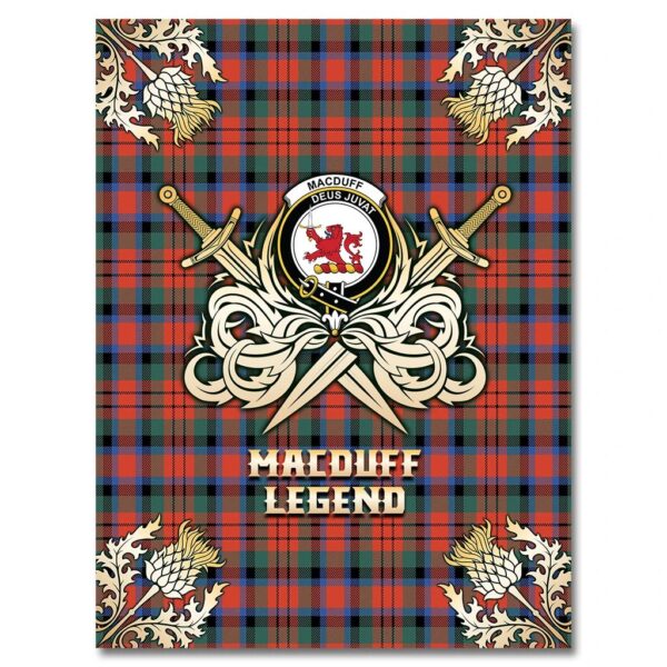 MacDuff Ancient Clan Blanket, Scottish Tartan MacDuff Ancient Clans Premium Blanket Gold Crest Style - Image 4